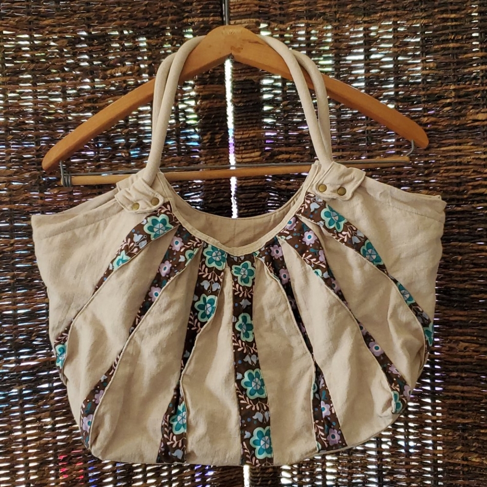 Unique Safari Satchel Canvas Peekaboo Pleat Floral